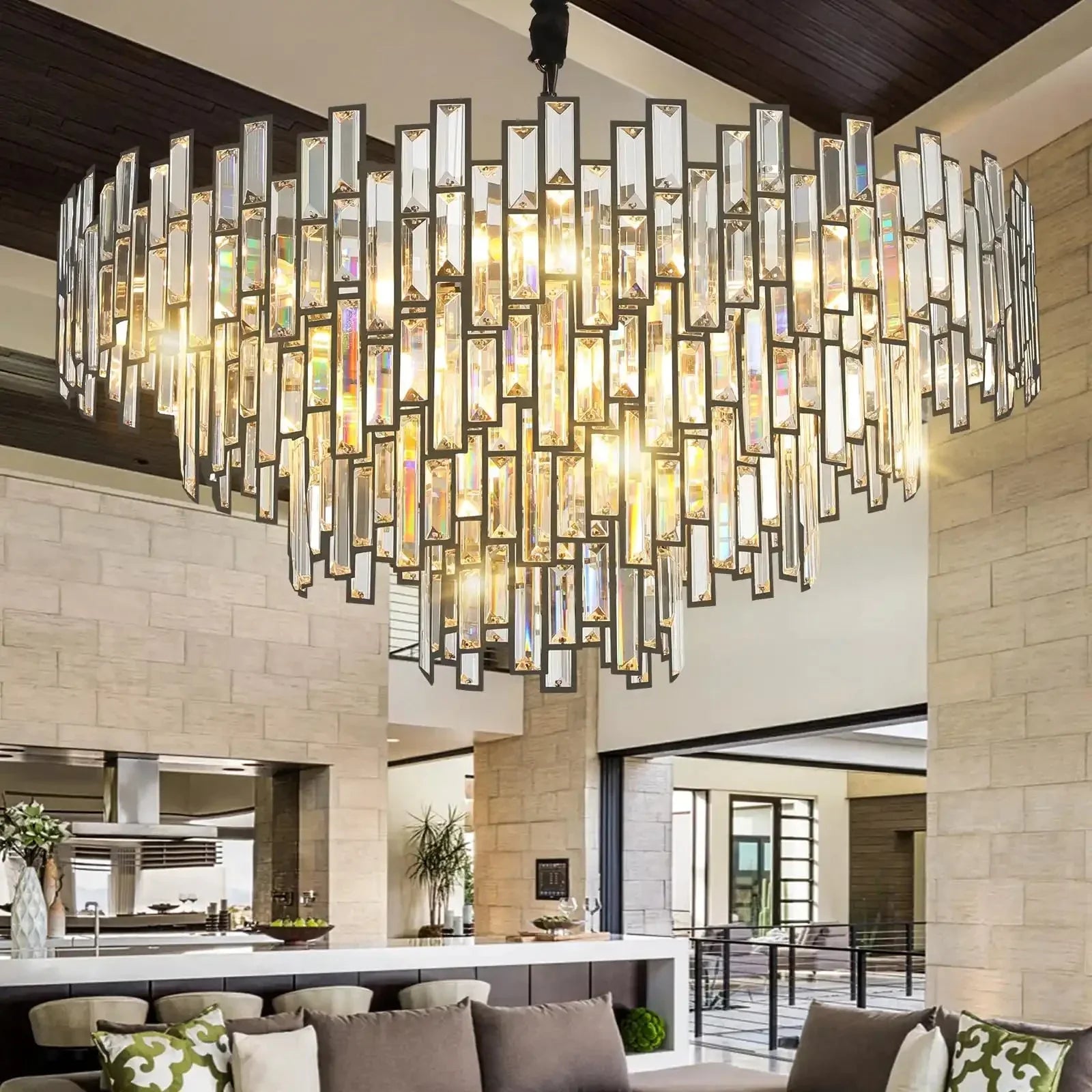 Modern Round Luxury K9 Crystal Chandelier for Dining Room Entryway Foyer - Joyfuzzy