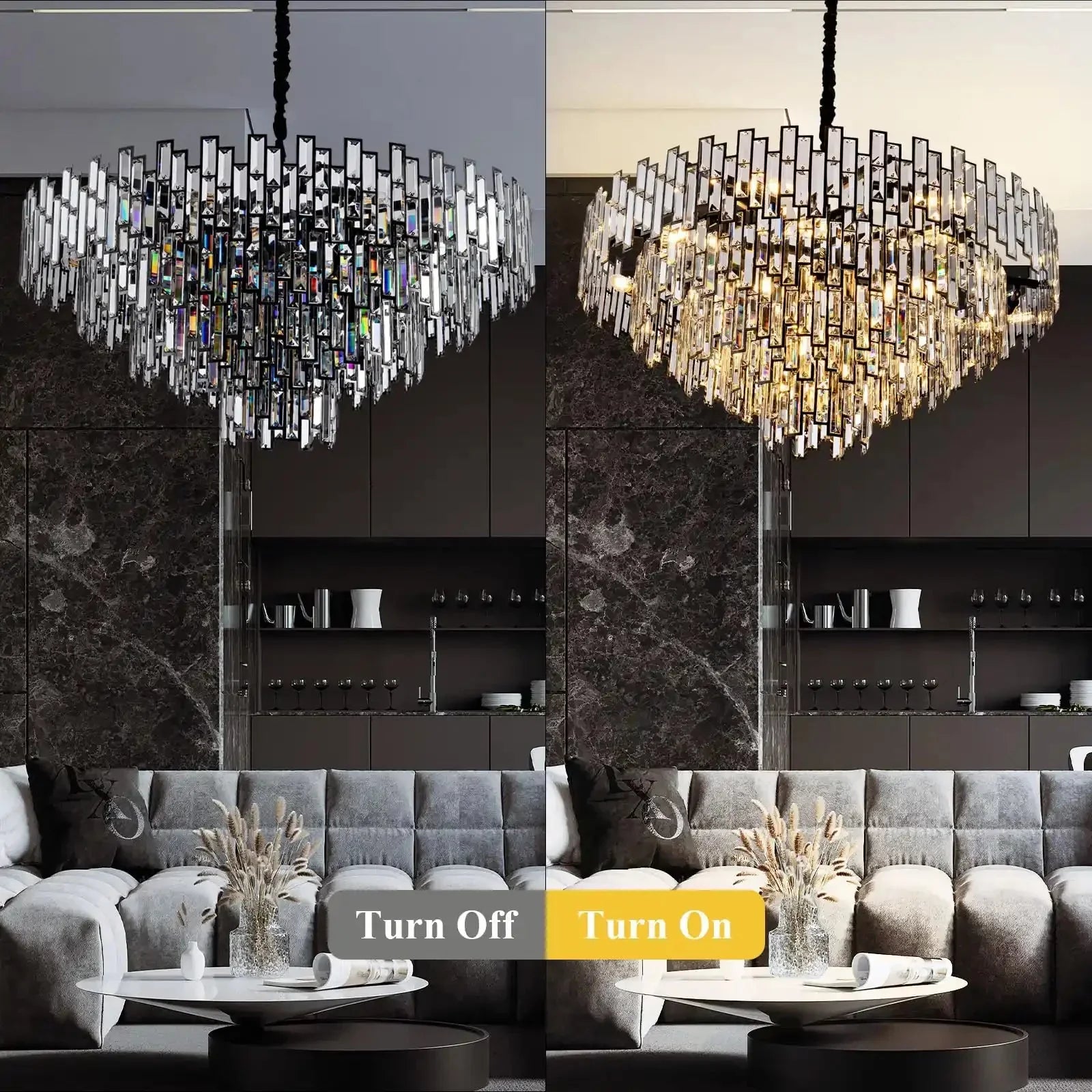 Modern Round Luxury K9 Crystal Chandelier for Dining Room Entryway Foyer - Joyfuzzy