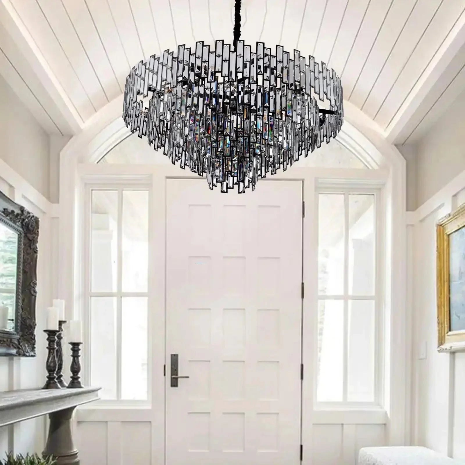 Modern Round Luxury K9 Crystal Chandelier for Dining Room Entryway Foyer - Joyfuzzy