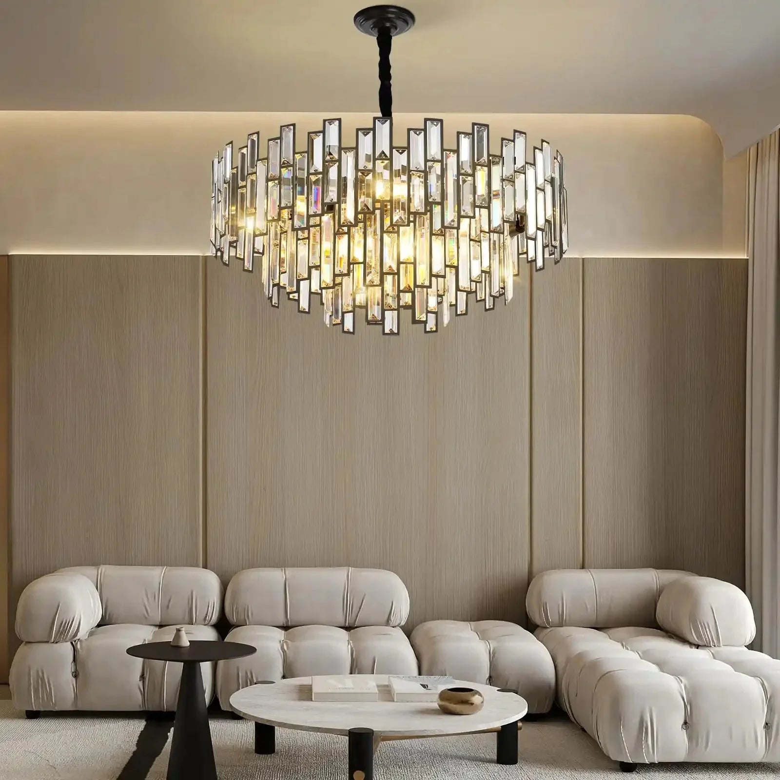 Modern Round Luxury K9 Crystal Chandelier for Dining Room Entryway Foyer - Joyfuzzy