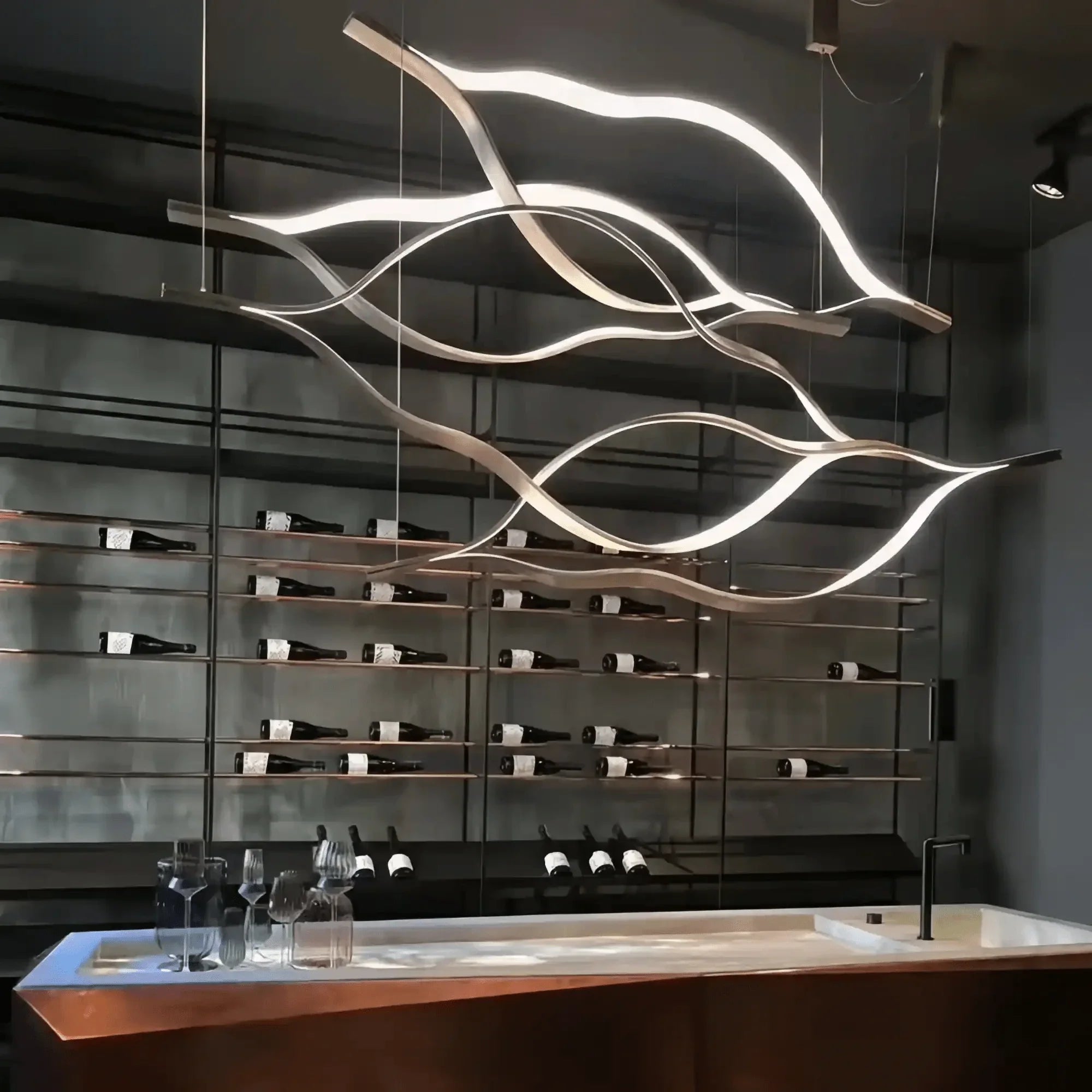 Modern Simple Aluminum Waving Chandelier - Joyfuzzy