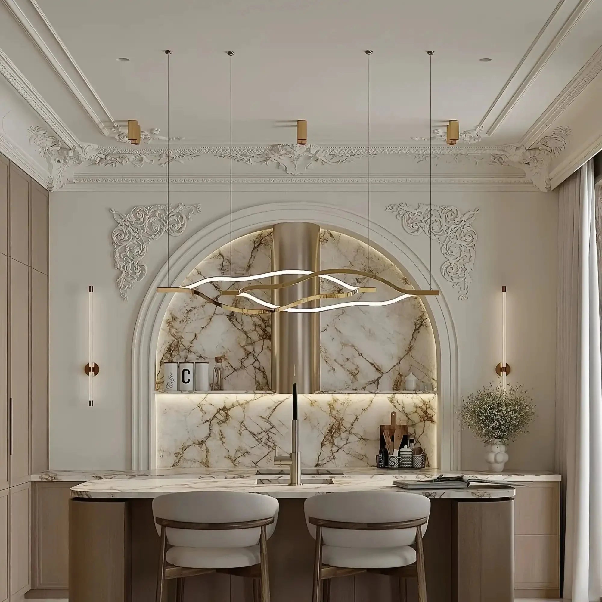 Modern Simple Aluminum Waving Chandelier - Joyfuzzy