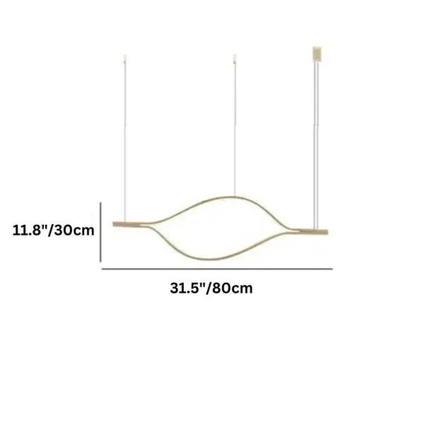 Modern Simple Brass Waving Chandelier for Living/Dining Room/Kitchen Island - L31.5"*W2.2"*H11.8"GoldWarm LightJoyfuzzy