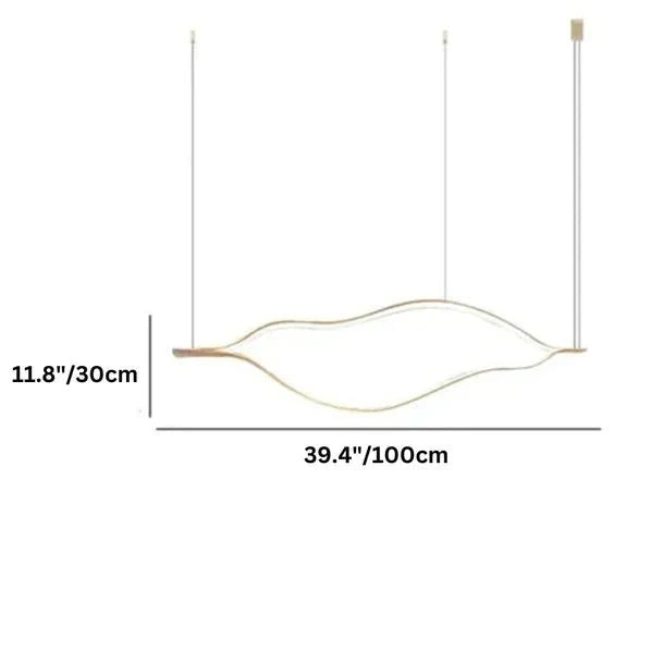 Modern Simple Brass Waving Chandelier for Living/Dining Room/Kitchen Island - L31.5"*W2.2"*H11.8"GoldWarm LightJoyfuzzy