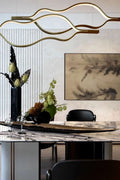 Modern Simple Brass Waving Chandelier for Living/Dining Room/Kitchen Island - L31.5