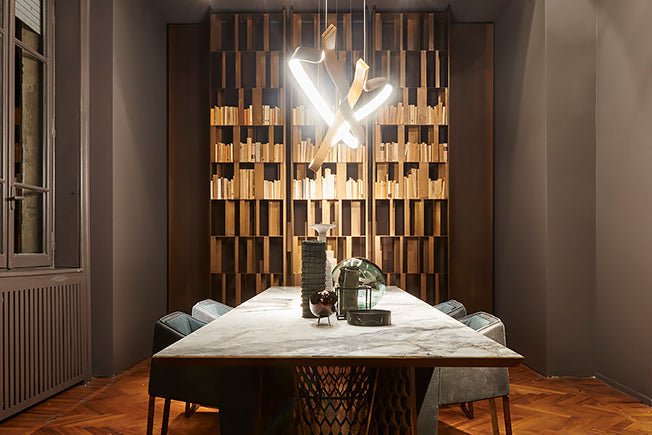 Modern Simple Brass Waving Chandelier for Living/Dining Room/Kitchen Island - L31.5"*W2.2"*H11.8"WoodWarm LightJoyfuzzy