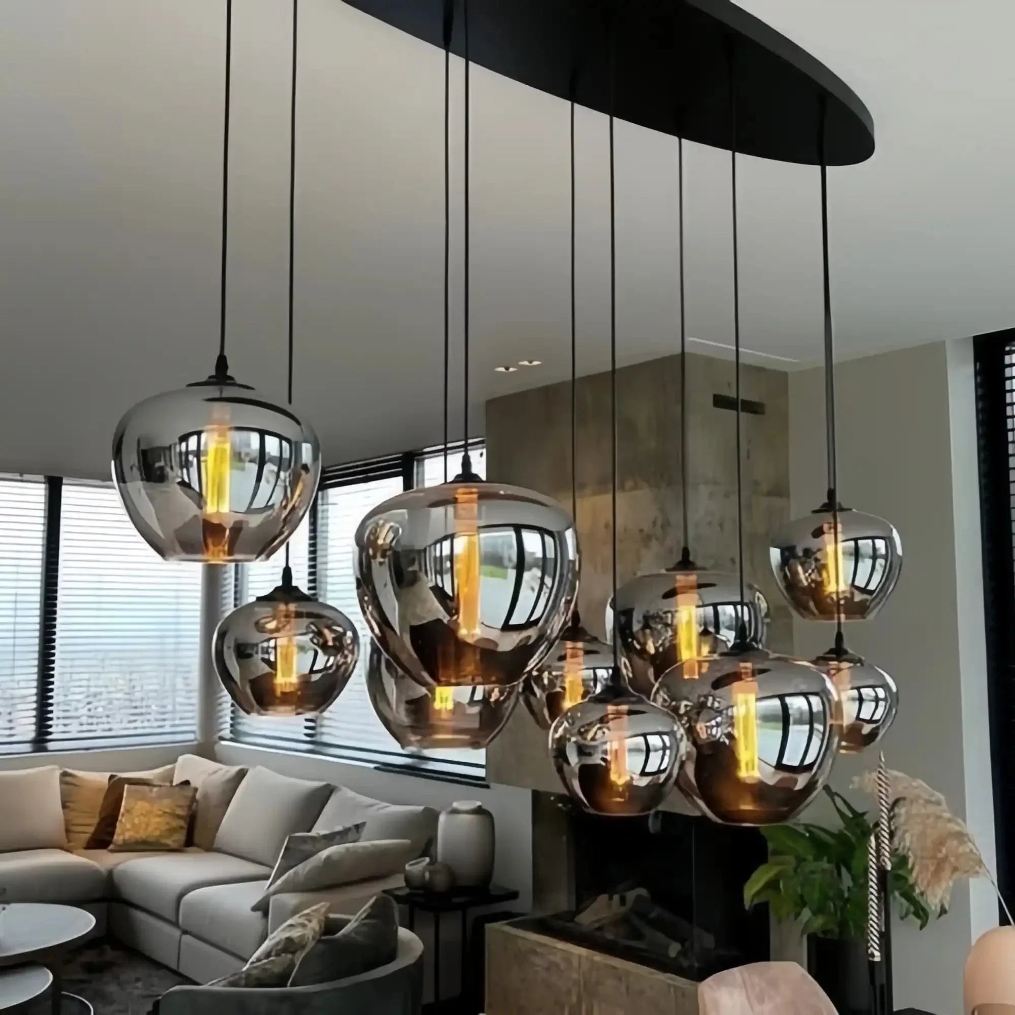 Modern Smoke Gray Glass Lamp Designer Chandelier - Joyfuzzy