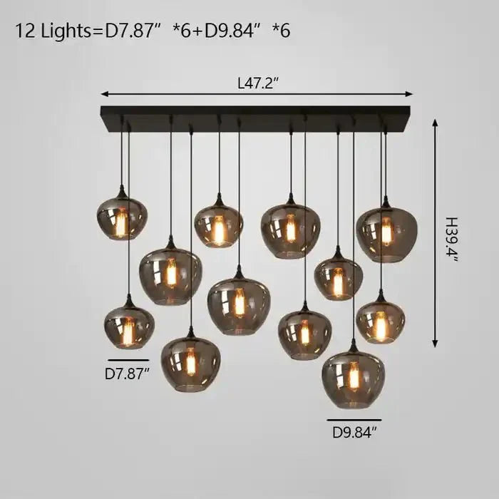 Modern Smoke Gray Glass Lamp Designer Chandelier - Joyfuzzy