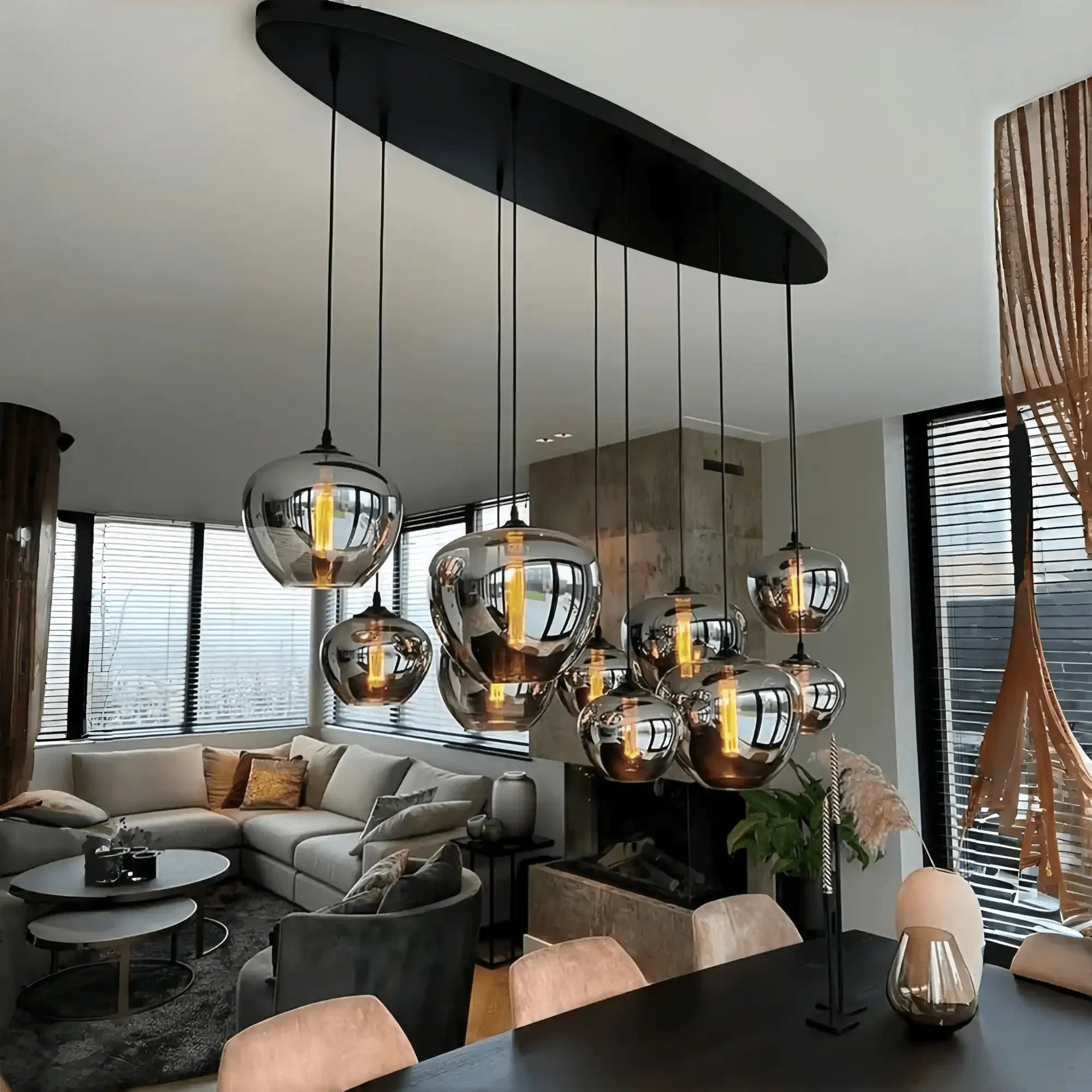 Modern Smoke Gray Glass Lamp Designer Chandelier - Joyfuzzy