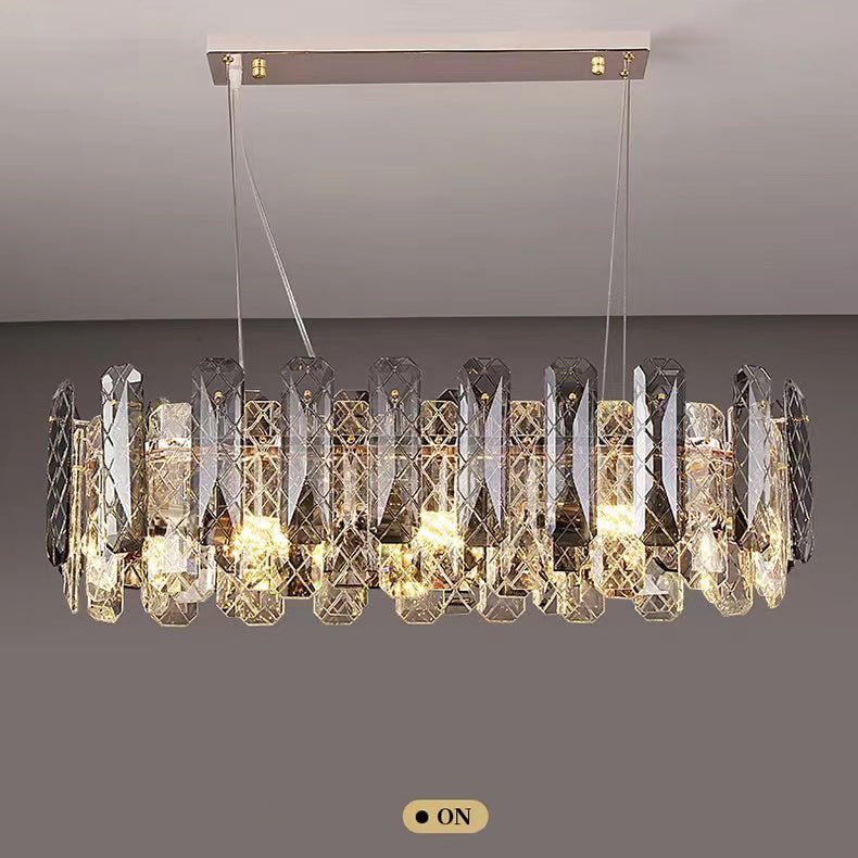 Modern Smoky Gray Crystal Chandelier Gleamy Light Fixture for Living/Dining Room/ Bedroom/ Home Office - Round D39.37"*H8.66"GoldWarm LightJoyfuzzy