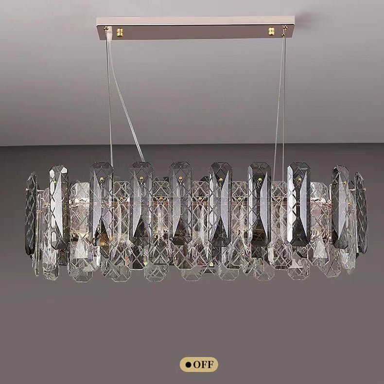 Modern Smoky Gray Crystal Chandelier Gleamy Light Fixture for Living/Dining Room/ Bedroom/ Home Office - Round D39.37"*H8.66"GoldWarm LightJoyfuzzy