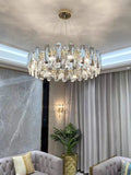 Modern Smoky Gray Crystal Chandelier Gleamy Light Fixture for Living/Dining Room/ Bedroom/ Home Office - Round D39.37
