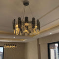 Modern Smoky Gray Crystal Chandelier Gleamy Light Fixture for Living/Dining Room/ Bedroom/ Home Office - Round D39.37