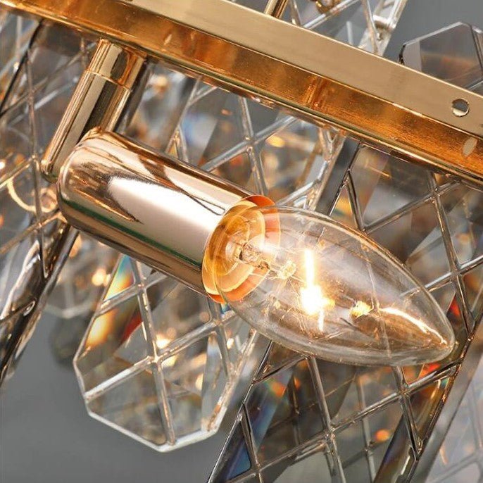 Modern Smoky Gray Crystal Chandelier Gleamy Light Fixture for Living/Dining Room/ Bedroom/ Home Office - Round D39.37"*H8.66"GoldWarm LightJoyfuzzy