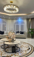 Modern Smoky Gray Crystal Chandelier Gleamy Light Fixture for Living/Dining Room/ Bedroom/ Home Office - Round D19.69