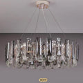 Modern Smoky Gray Crystal Chandelier Gleamy Light Fixture for Living/Dining Room/ Bedroom/ Home Office - Round D39.37