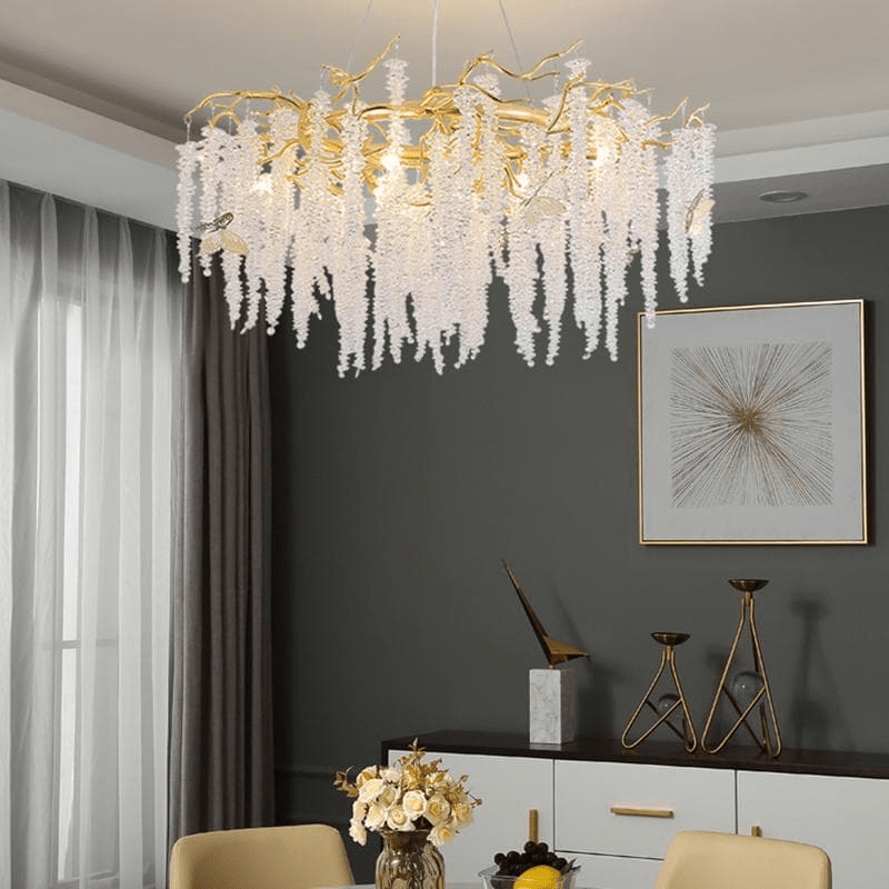 Modern Snowflake Crystal Branch Chandelier - 24" WJoyfuzzy