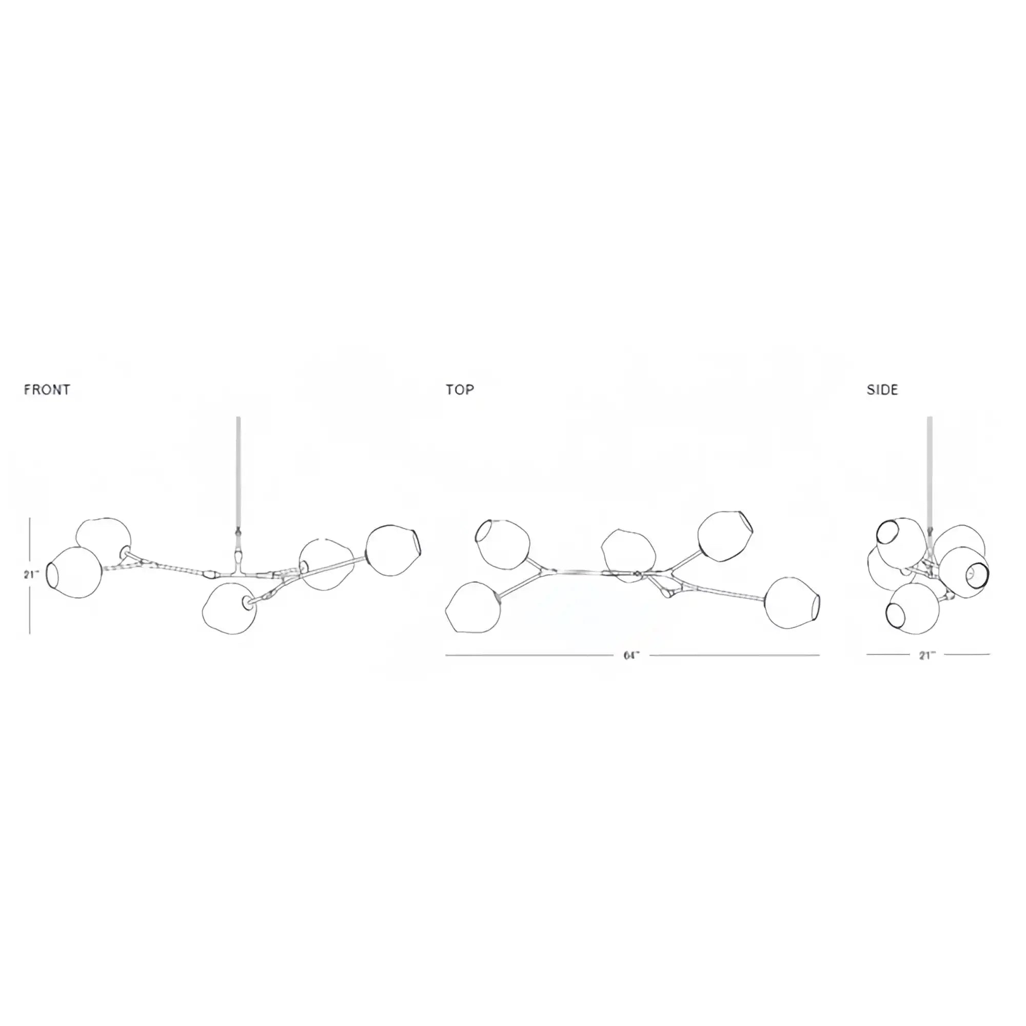 Modern Sputnik Smoky Gray/Amber Glass Branch Chandelier for Kitchen Island/Dining Room - 9 Globes/W79.9"*25.2"*H20.87"Brass Finish/Clear GlassWarm LightJoyfuzzy