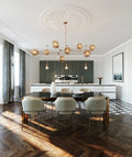 Modern Sputnik Smoky Gray/Amber Glass Branch Chandelier for Kitchen Island/Dining Room - 8 Globes/W89.76