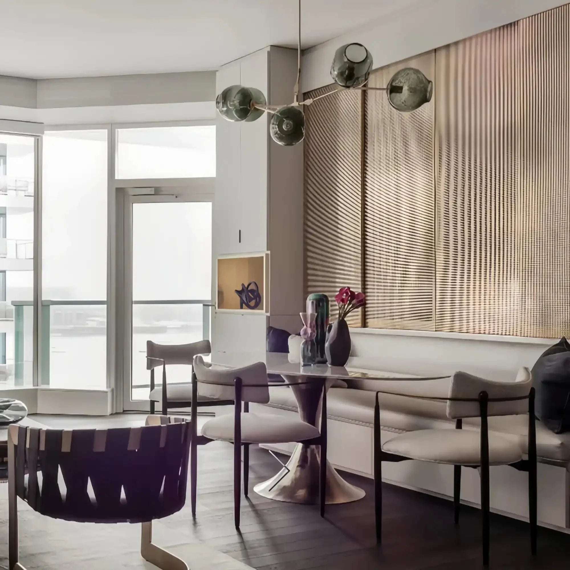 Modern Sputnik Smoky Gray/Amber Glass Branch Chandelier for Kitchen Island/Dining Room - Joyfuzzy