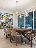 Modern Sputnik Smoky Gray/Amber Glass Branch Chandelier for Kitchen Island/Dining Room - 5 Globes/W64.2