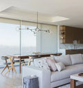 Modern Sputnik Smoky Gray/Amber Glass Branch Chandelier for Kitchen Island/Dining Room - 5 Globes/W64.2