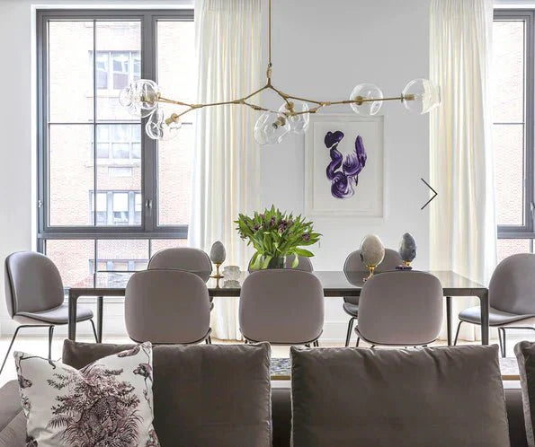 Modern Sputnik Smoky Gray/Amber Glass Branch Chandelier for Kitchen Island/Dining Room - 5 Globes/W64.2"*D20.86"*H20.87"Brass Finish/Clear GlassWarm LightJoyfuzzy