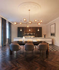 Modern Sputnik Smoky Gray/Amber Glass Branch Chandelier for Kitchen Island/Dining Room - 5 Globes/W64.2