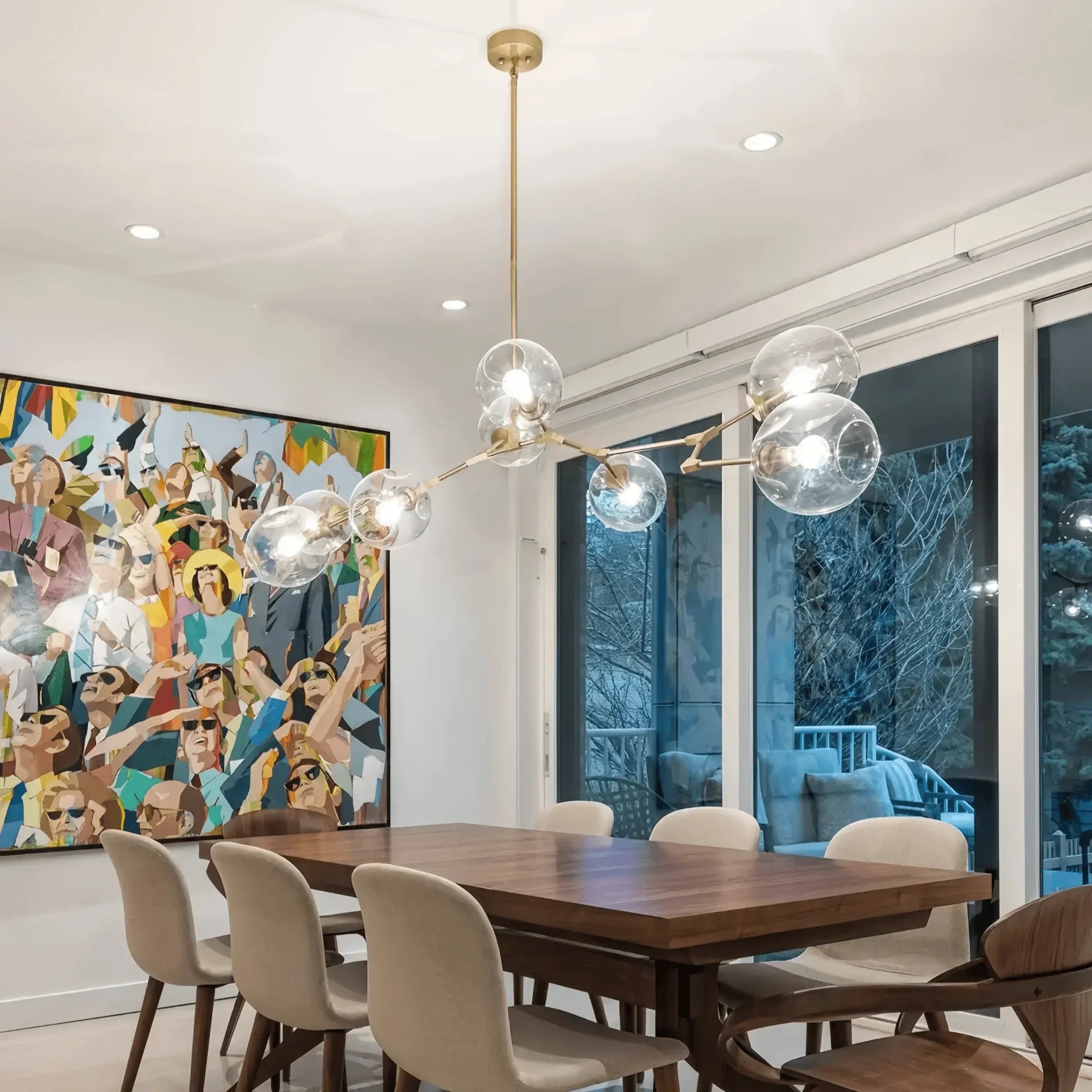 Modern Sputnik Smoky Gray/Amber Glass Branch Chandelier for Kitchen Island/Dining Room - Joyfuzzy
