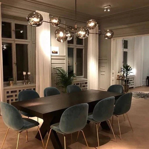 Modern Sputnik Smoky Gray/Amber Glass Branch Chandelier for Kitchen Island/Dining Room - 8 Globes/W89.76"*D33.07"*H22.8"Brass Finish/Clear GlassWarm LightJoyfuzzy