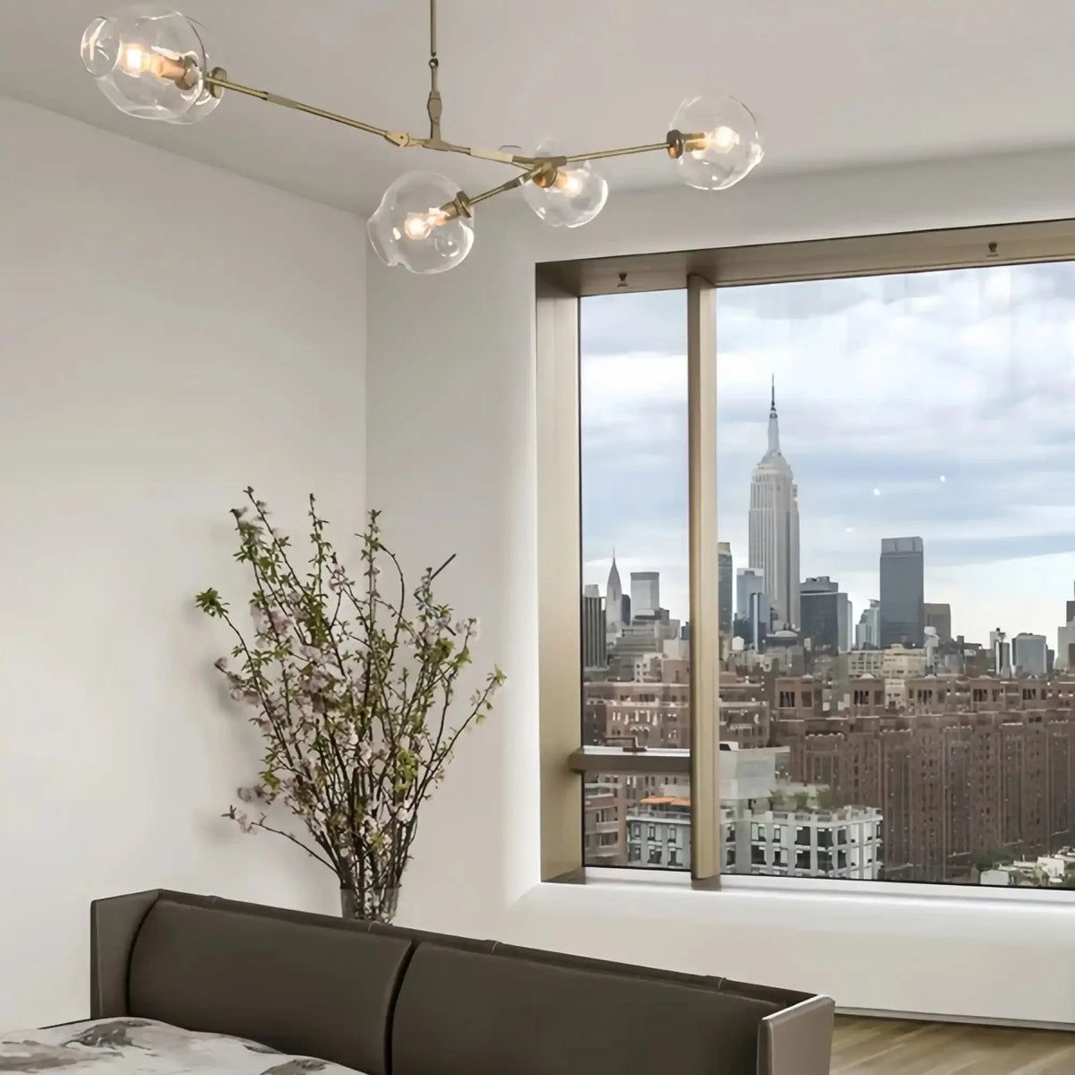 Modern Sputnik Smoky Gray/Amber Glass Branch Chandelier for Kitchen Island/Dining Room - Joyfuzzy