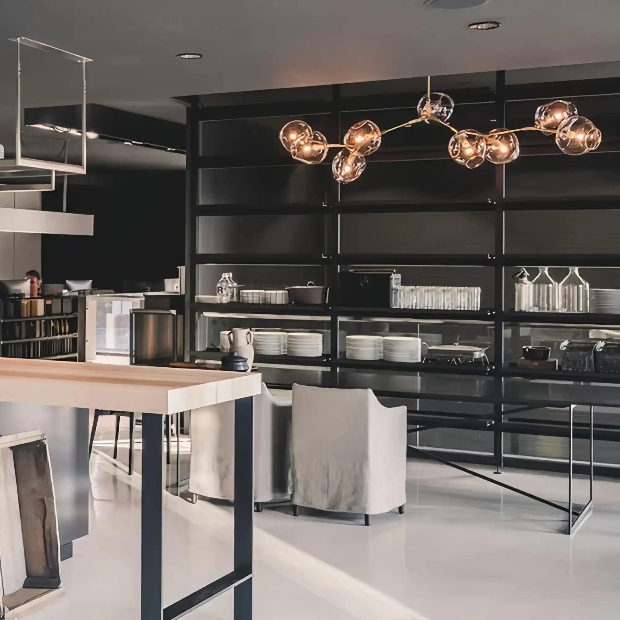 Modern Sputnik Smoky Gray/Amber Glass Branch Chandelier for Kitchen Island/Dining Room - Joyfuzzy