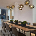 Modern Sputnik Smoky Gray/Amber Glass Branch Chandelier for Kitchen Island/Dining Room - 5 Globes/W64.2