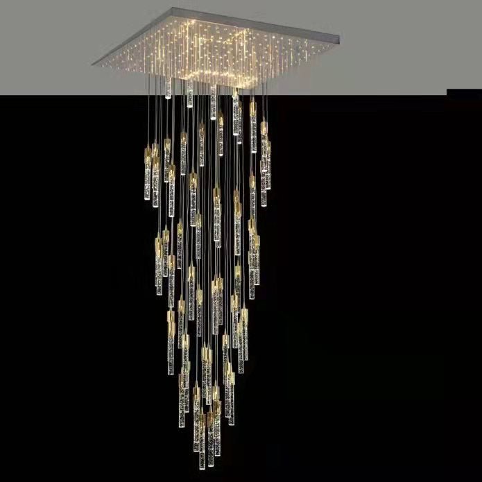 Modern Stair Light Foyer Staircase Hall Ceiling Lamps Spiral Stair Chandelier Crystal Droplight Luxury Hall Decoration Lights - 18 lights / D15.7"*H118.1"RoundWarm LightJoyfuzzy