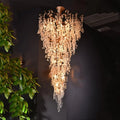 Modern Unique Artistic Flower Brass Branch Semi - flush Mount Chandelier for Living Room/ Hallway/ Entryway/ Staircase - D 35.43