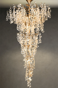Modern Unique Artistic Flower Brass Branch Semi - flush Mount Chandelier for Living Room/ Hallway/ Entryway/ Staircase - D 35.43