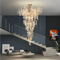 Modern Unique Artistic Flower Brass Branch Semi - flush Mount Chandelier for Living Room/ Hallway/ Entryway/ Staircase - D 35.43