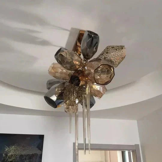 Modern Wine Glass Shape Chandelier Italian Light Luxury Light Fixture for Dining Room/Living Room - Linear/L31.5"*W16.9"*H29.5"GoldWarm LightJoyfuzzy