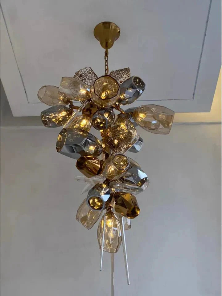 Modern Wine Glass Shape Chandelier Italian Light Luxury Light Fixture for Dining Room/Living Room - Linear/L31.5"*W16.9"*H29.5"GoldWarm LightJoyfuzzy