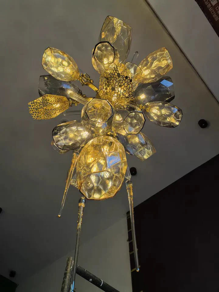 Modern Wine Glass Shape Chandelier Italian Light Luxury Light Fixture for Dining Room/Living Room - Linear/L31.5"*W16.9"*H29.5"GoldWarm LightJoyfuzzy