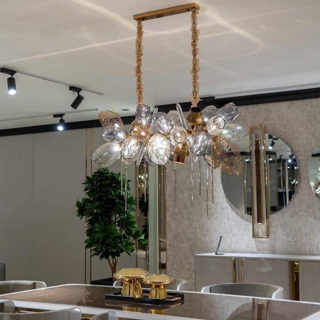 Modern Wine Glass Shape Chandelier Italian Light Luxury Light Fixture for Dining Room/Living Room - Linear/L31.5"*W16.9"*H29.5"GoldWarm LightJoyfuzzy