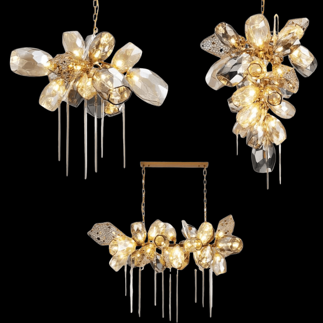 Modern Wine Glass Shape Chandelier Italian Light Luxury Light Fixture for Dining Room/Living Room - Round/D23.6"*H29.5"GoldWarm LightJoyfuzzy