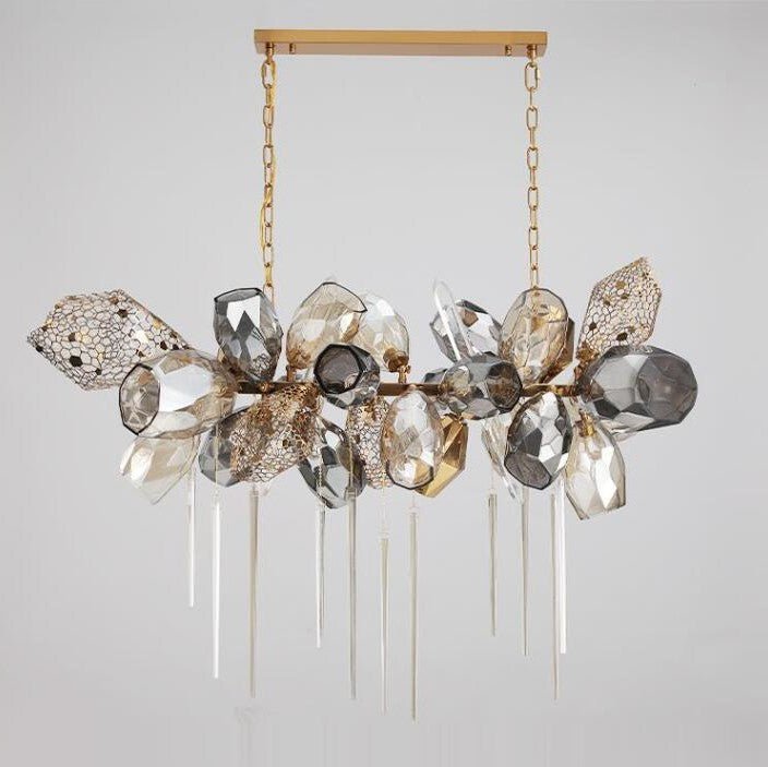 Modern Wine Glass Shape Chandelier Italian Light Luxury Light Fixture for Dining Room/Living Room - Linear/L31.5"*W16.9"*H29.5"GoldWarm LightJoyfuzzy