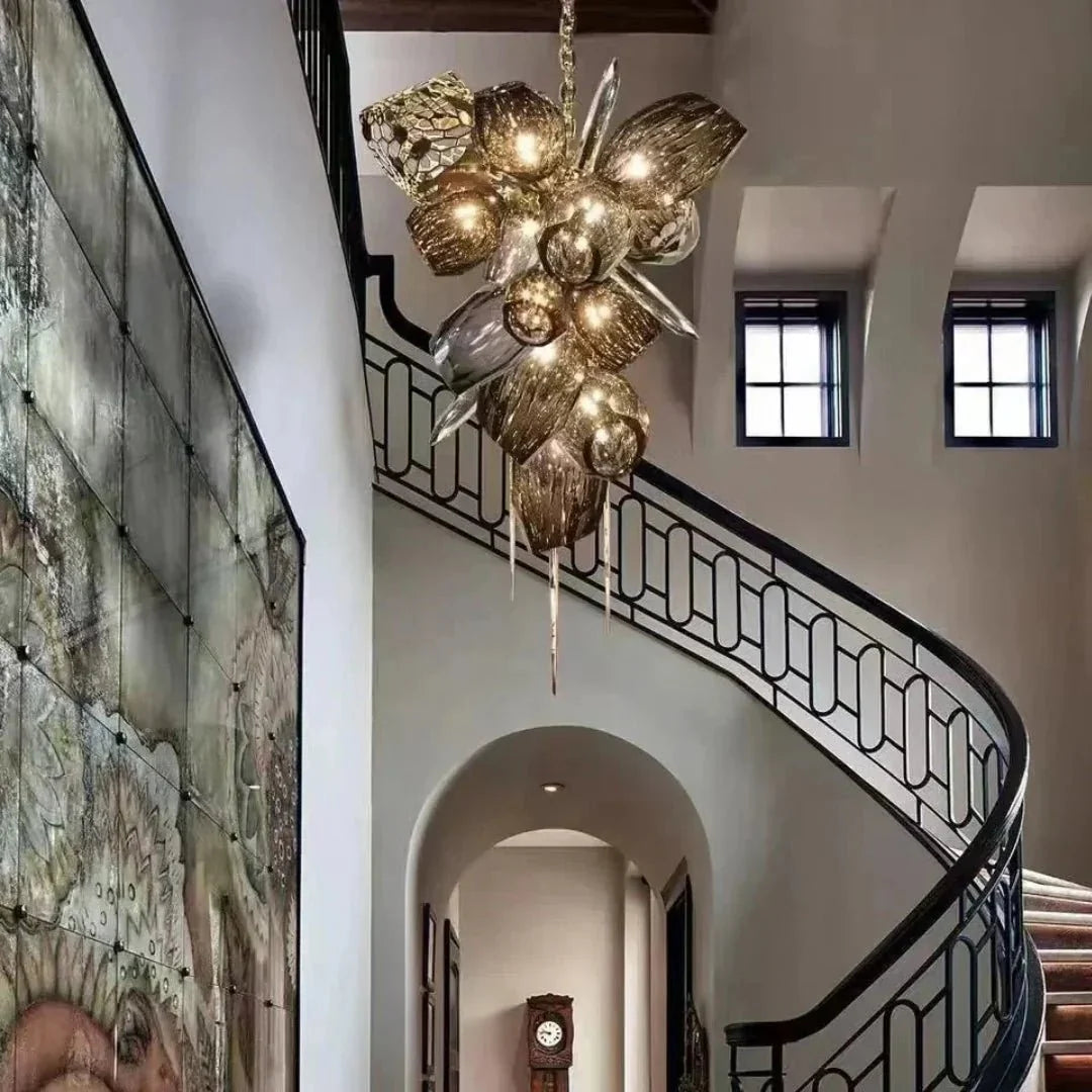 Modern Wine Glass Shape Chandelier Italian Light Luxury Light Fixture for Dining Room/Living Room - Linear/L31.5"*W16.9"*H29.5"GoldWarm LightJoyfuzzy