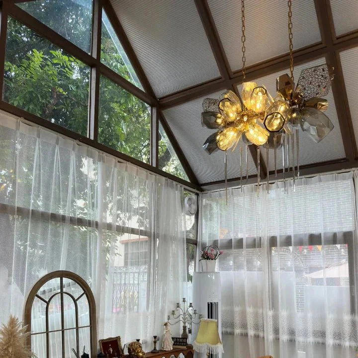 Modern Wine Glass Shape Chandelier Italian Light Luxury Light Fixture for Dining Room/Living Room - Linear/L31.5"*W16.9"*H29.5"GoldWarm LightJoyfuzzy