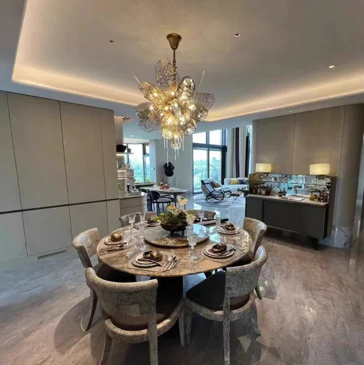 Modern Wine Glass Shape Chandelier Italian Light Luxury Light Fixture for Dining Room/Living Room - Linear/L31.5"*W16.9"*H29.5"GoldWarm LightJoyfuzzy