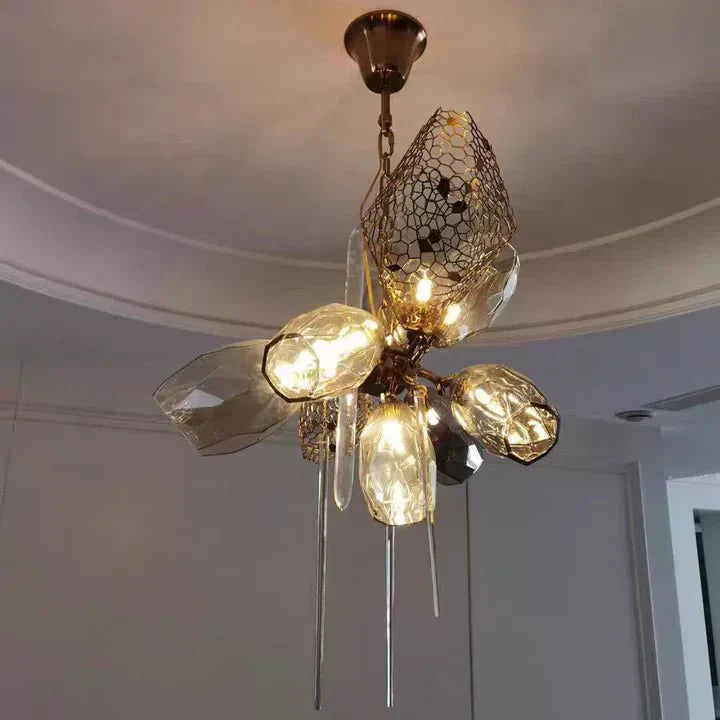 Modern Wine Glass Shape Chandelier Italian Light Luxury Light Fixture for Dining Room/Living Room - Linear/L31.5"*W16.9"*H29.5"GoldWarm LightJoyfuzzy