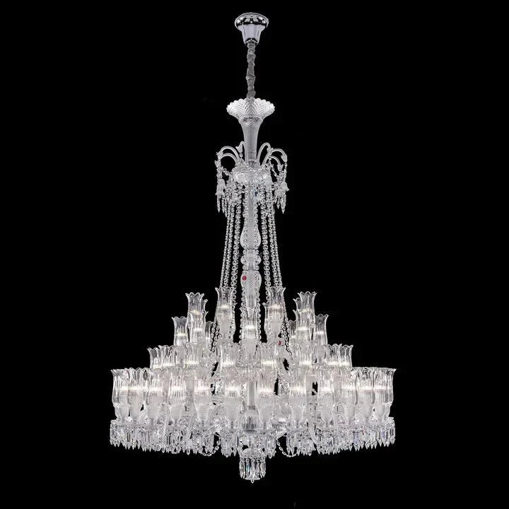 Multi Layer Chrome Crystal Chandelier in French Style with Romantic Branch Flowers for Grand Hallway and Staircase - D39.4"*H53.3"Warm LightJoyfuzzy