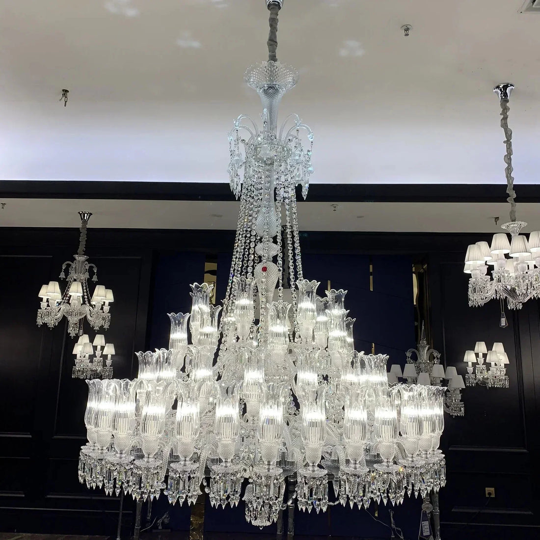 Multi Layer Chrome Crystal Chandelier in French Style with Romantic Branch Flowers for Grand Hallway and Staircase - D39.4"*H53.3"Warm LightJoyfuzzy