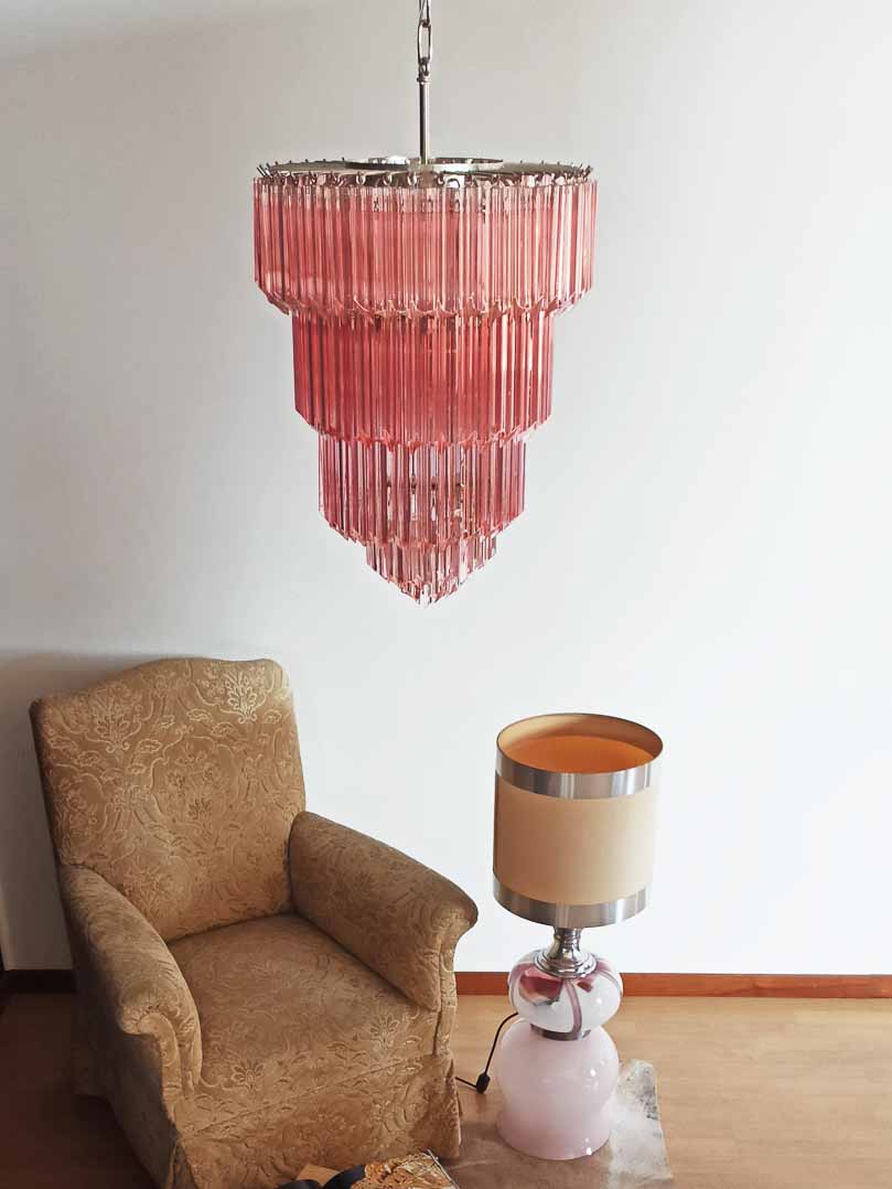 Murano Chandelier – 112 prisms – Pink - Joyfuzzy